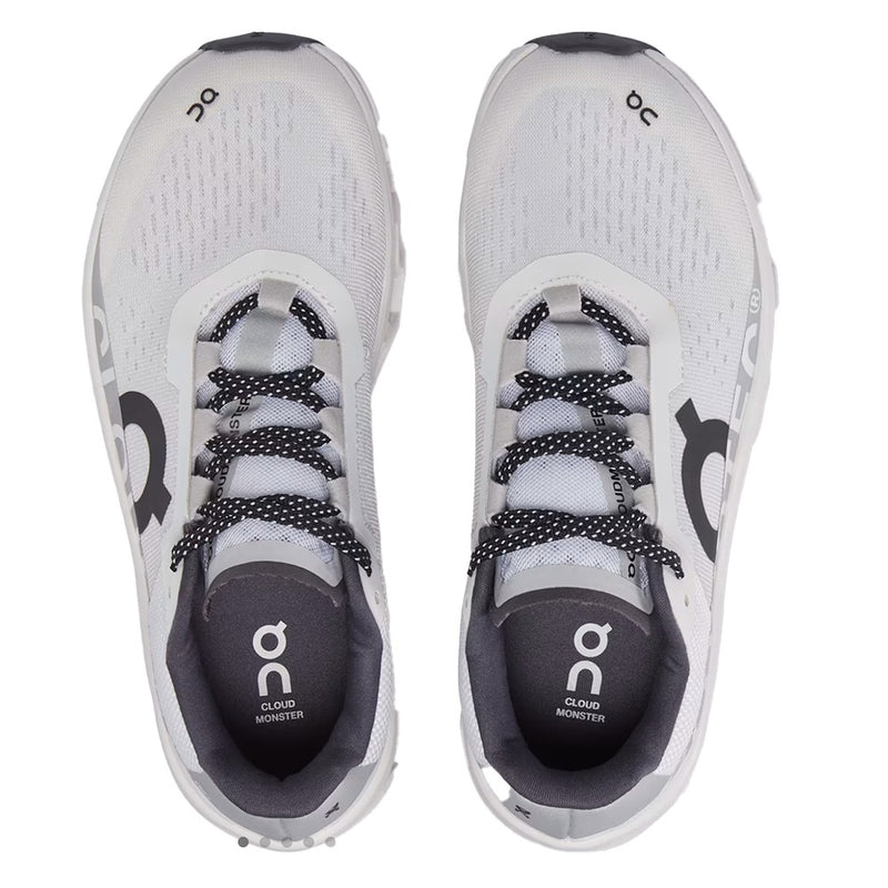On Cloudmonster White Black Mesh Running Sneakers