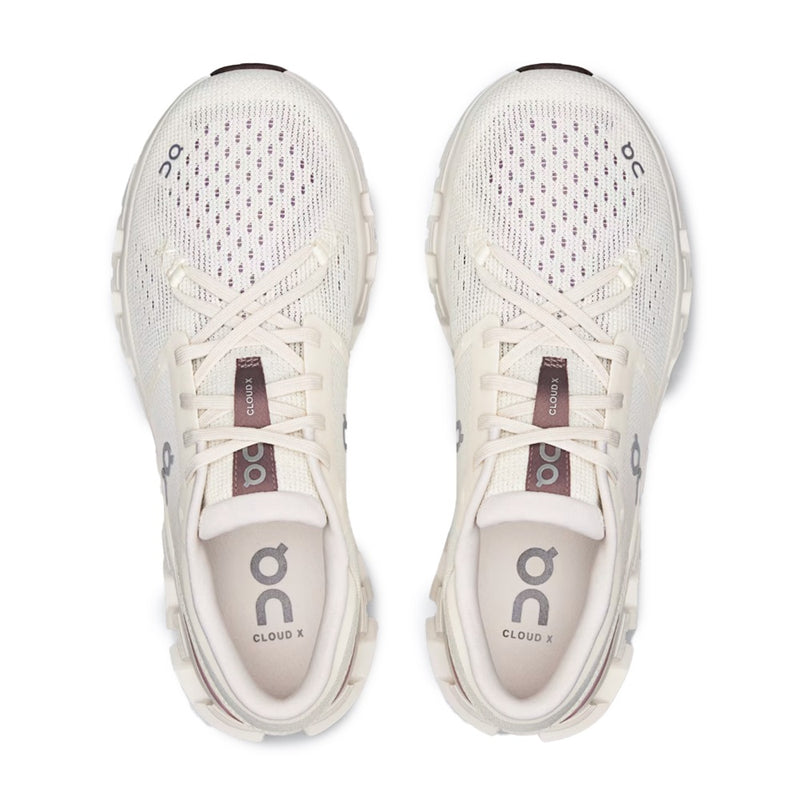 On Cloud X Ivory Fig Mesh Training Sneakers