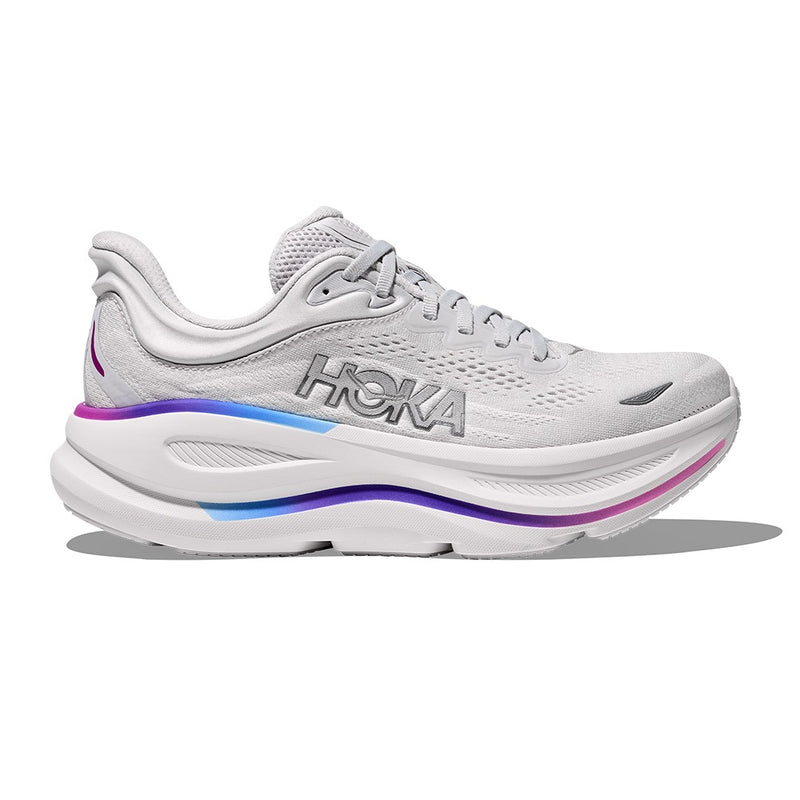 HOKA Bondi 9 White Iridescent Mesh Road Running Shoes