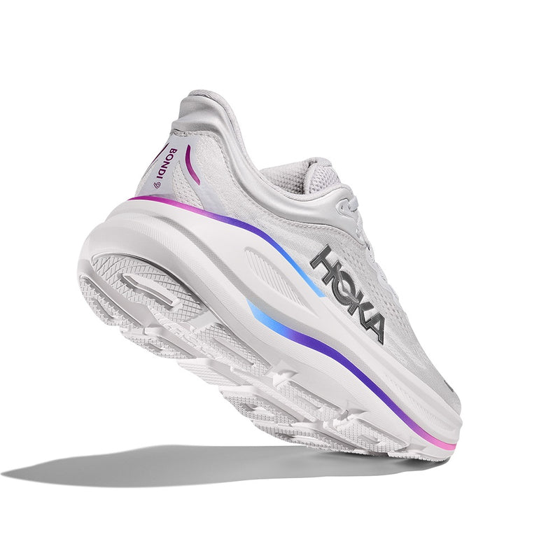 HOKA Bondi 9 White Iridescent Mesh Road Running Shoes