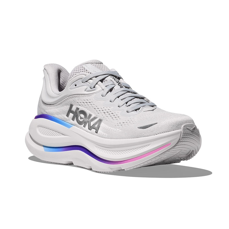 HOKA Bondi 9 White Iridescent Mesh Road Running Shoes