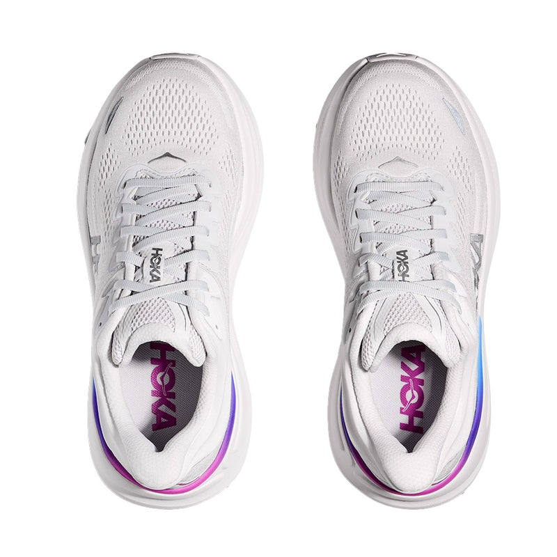 HOKA Bondi 9 White Iridescent Mesh Road Running Shoes