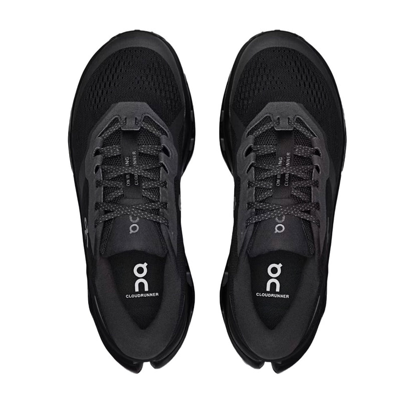 On Cloudrunner 4 All Black Mesh Road Running Sneakers