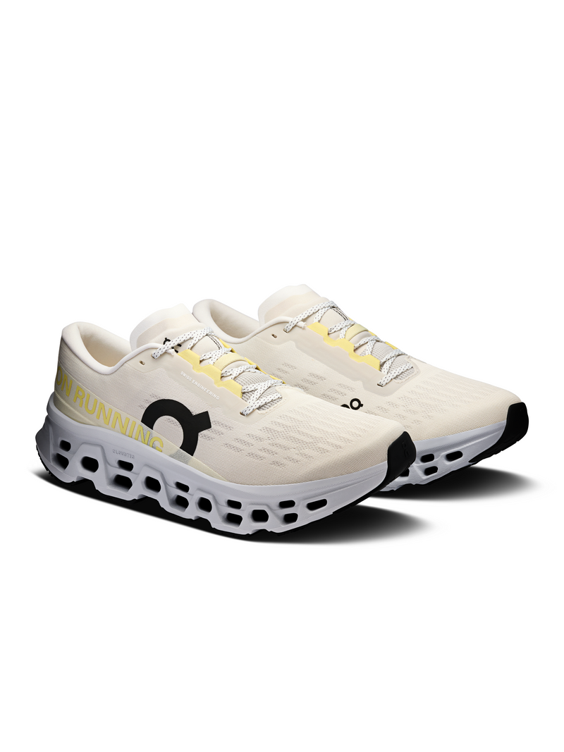 On Cloudmonster Cream Yellow Mesh Running Shoes