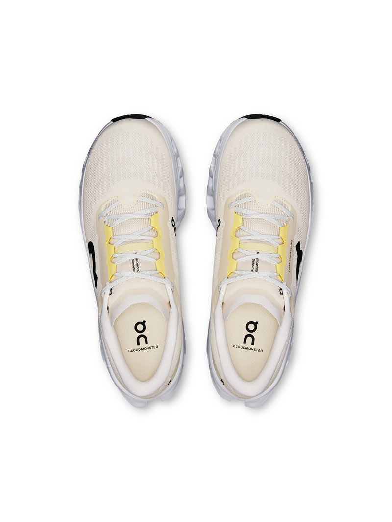 On Cloudmonster Cream Yellow Mesh Running Shoes