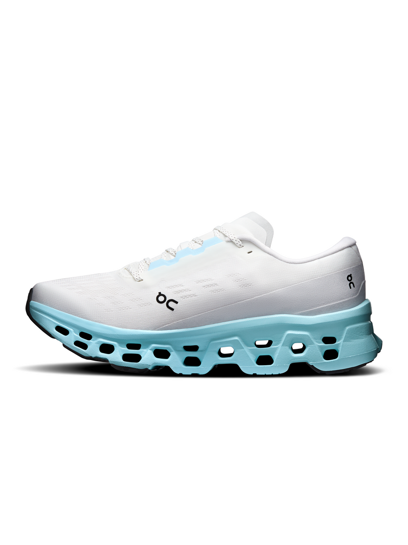 On Cloudmonster White Cyan Mesh Running Shoes