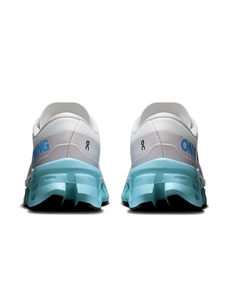 On Cloudmonster White Cyan Mesh Running Shoes